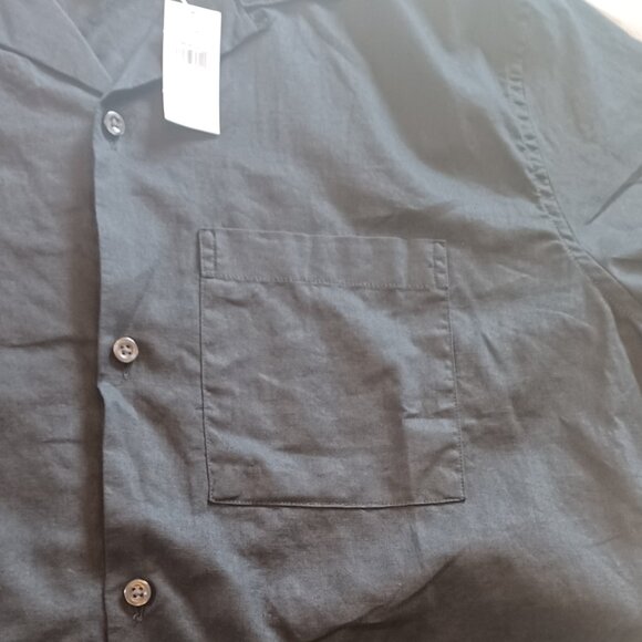NWT GAP Mens Black L Cotton Blend Short Sleeve Button Down Collared Shirt - Picture 6 of 8